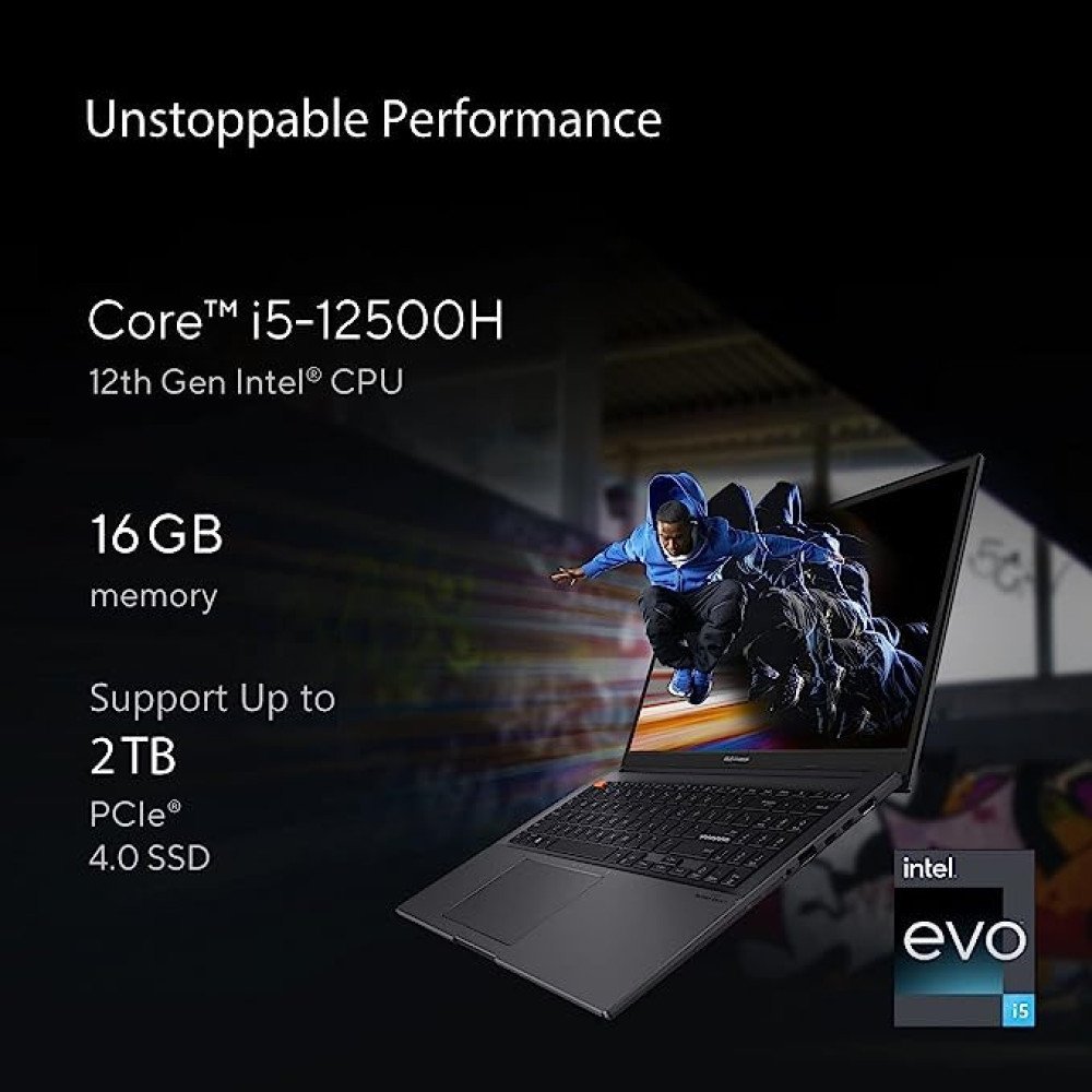 ASUS VIVOBOOK S15 OLED 2022, 15.6" 39.62 cm FHD OLED, Intel Core Evo i5-12500H 12th Gen, Thin and Light Laptop (16GB 512GB SSD Iris Xe Graphics Windows 11 Office 2021 Black 1.8 kg), S3502ZA-L