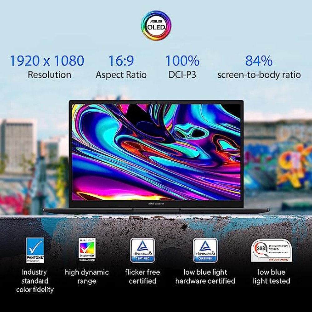 ASUS VIVOBOOK S15 OLED 2022, 15.6" 39.62 cm FHD OLED, Intel Core Evo i5-12500H 12th Gen, Thin and Light Laptop (16GB 512GB SSD Iris Xe Graphics Windows 11 Office 2021 Black 1.8 kg), S3502ZA-L