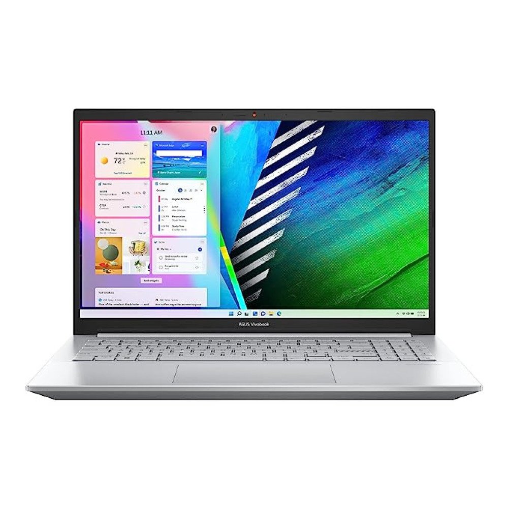 ASUS VIVOBOOK PRO 15 OLED, AMD Ryzen 5 5600H, 15.6" (39.62 cm) FHD OLED, Thin & Light Laptop (16GB 512GB SSD 4GB RTX 3050 Windows 11 Office 2021 Backlit KB FP Sensor Silver 1.65 kg), M3500QC-