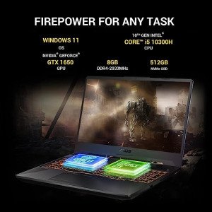 ASUS i5 10th GEN ASUS FX506LHB-HN355W i5 10300H GTX1650- 4GB 8G 512G SSD 15.6 FHD-144hz Backlit KB- 1 Zone RGB 48Whr Win 11