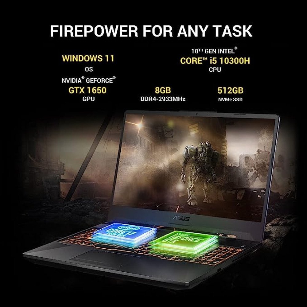 ASUS i5 10th GEN ASUS FX506LHB-HN355W i5 10300H GTX1650- 4GB 8G 512G SSD 15.6 FHD-144hz Backlit KB- 1 Zone RGB 48Whr Win 11