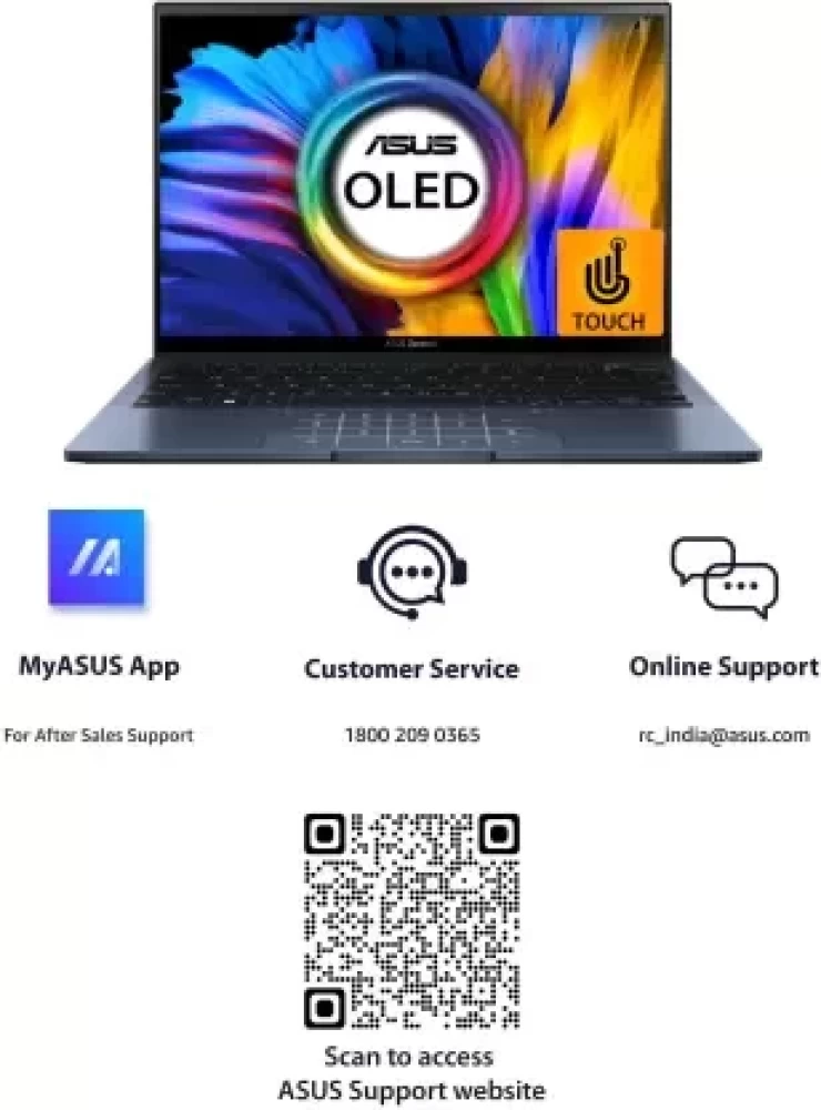 ASUS ZENBOOK S13 (2022), 13.3" (33.78 cm) 2.8K OLED 16:10 Touch, AMD Ryzen 5 6600U, Integrated Graphics, Thin and Light Laptop (16GB 512GB SSD Windows 11 Office 2021 Blue 1.10 kg), UM5302TA-LX501WS